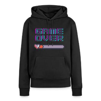 Game Over - Frauen Premium Bio Hoodie - Schwarz - Vorne - Julia (174cm)
