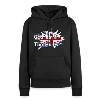Gott schütze den König - New King England - Frauen Premium Bio Hoodie - Schwarz - Vorne - Julia (174cm)