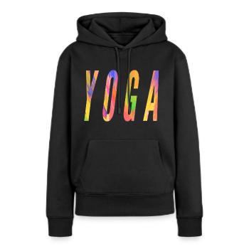 Yoga pour la méditation sur Bouddha ou l’hindouisme - Sweat à capuche Premium bio Femme - noir - Devant - Julia (174cm)