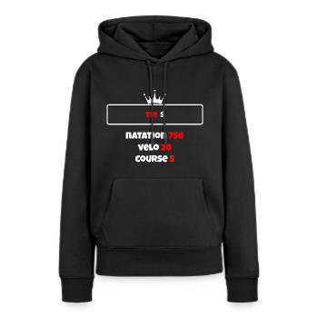 T shirt triathlon Distance S Noir - Sweat à capuche Premium bio Femme - noir - Devant - Julia (174cm)