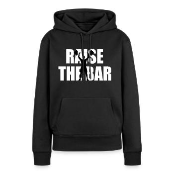 Élever le logo de la barre - Sweat à capuche Premium bio Femme - noir - Devant - Julia (174cm)