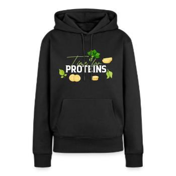 Il est temps pour les protéines - Sweat à capuche Premium bio Femme - noir - Devant - Julia (174cm)