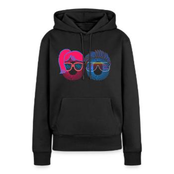 he and she, graphic art, couple - Frauen Premium Bio Hoodie - Schwarz - Vorne - Julia (174cm)