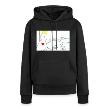 In sich ruhen. - Frauen Premium Bio Hoodie - Schwarz - Vorne - Julia (174cm)