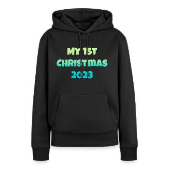 My first Christmas 2023 - Frauen Premium Bio Hoodie - Schwarz - Vorne - Julia (174cm)