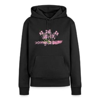 SKULLZ FRONT BLACK - Frauen Premium Bio Hoodie - Schwarz - Vorne - Julia (174cm)