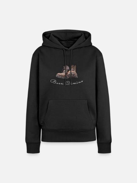 Buen Camino Cadeau du Chemin de Saint-Jacques - Sweat à capuche Premium bio Femme - noir