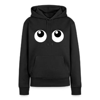 Doux yeux cils - Sweat à capuche Premium bio Femme - noir - Devant - Julia (174cm)
