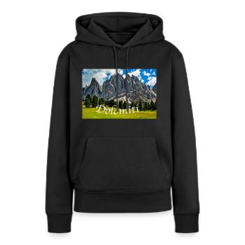 Naturpark Puez Geisler - Frauen Premium Bio Hoodie - Schwarz - Vorne - Julia (174cm)