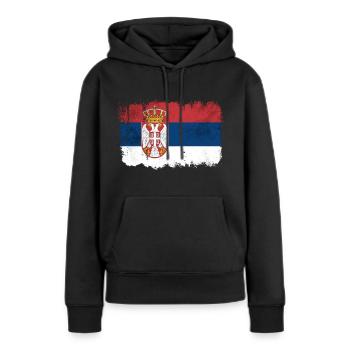 Drapeau de la Serbie - Sweat à capuche Premium bio Femme - noir - Devant - Julia (174cm)