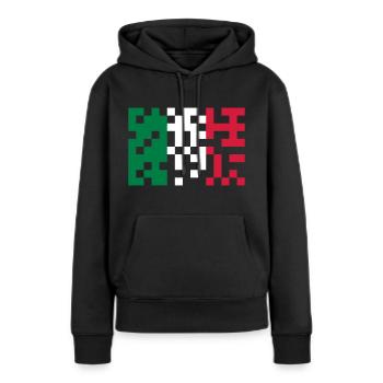 italia flag pixel - Sweat à capuche Premium bio Femme - noir - Devant - Julia (174cm)
