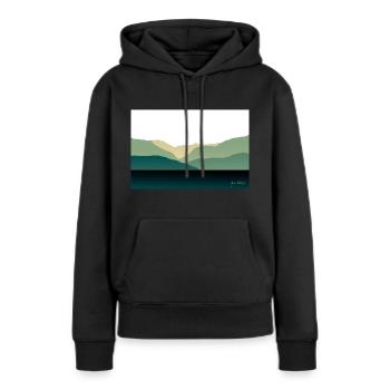 Lac d'Annecy - Sweat à capuche Premium bio Femme - noir - Devant - Julia (174cm)