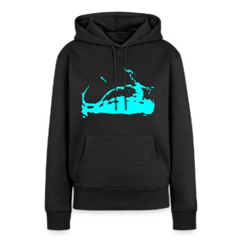 Eau - Sweat à capuche Premium bio Femme - noir - Devant - Julia (174cm)