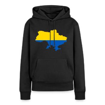 Ukraine Karte Landkarte Landesfarben in gelb blau - Frauen Premium Bio Hoodie - Schwarz - Vorne - Julia (174cm)