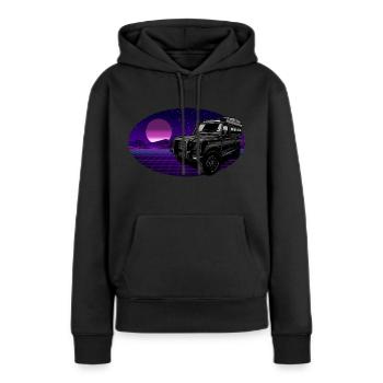 Defender // Dachzelt // Outdoor // Abenteuer - Frauen Premium Bio Hoodie - Schwarz - Vorne - Julia (174cm)