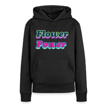 Flower power - Frauen Premium Bio Hoodie - Schwarz - Vorne - Julia (174cm)