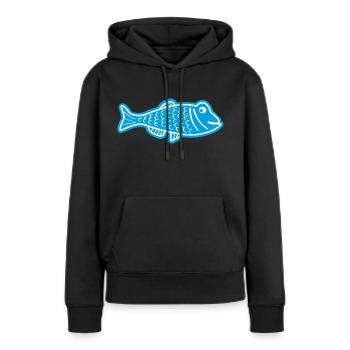 HARENG bleu - Sweat à capuche Premium bio Femme - noir - Devant - Julia (174cm)