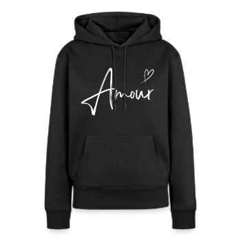 Amour - Frauen Premium Bio Hoodie - Schwarz - Vorne - Julia (174cm)