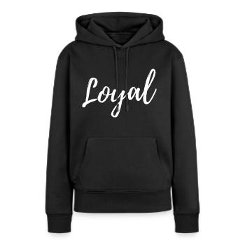 Loyauté loyale - Sweat à capuche Premium bio Femme - noir - Devant - Julia (174cm)