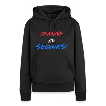 JEANNE AU SECOURS - Sweat à capuche Premium bio Femme - noir - Devant - Julia (174cm)