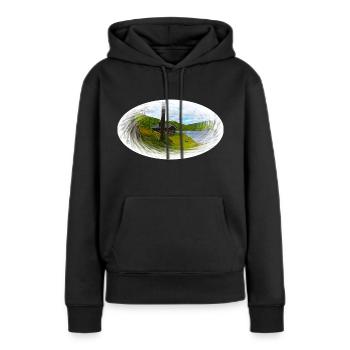 Cabane au bord du lac au milieu de la solitude de la nature - Sweat à capuche Premium bio Femme - noir - Devant - Julia (174cm)
