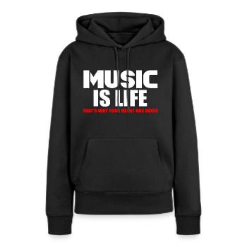 Musik ist Leben - Frauen Premium Bio Hoodie - Schwarz - Vorne - Julia (174cm)