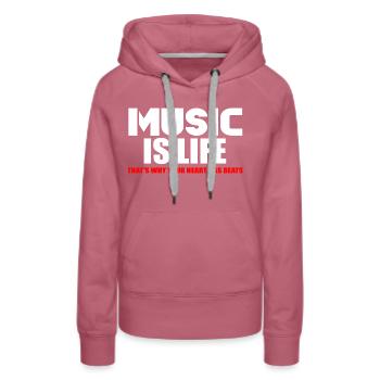 Music is life - Women’s Premium Organic Hoodie - mauve - Front - Isabella (175cm)