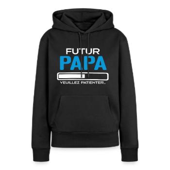 Futur papa Idée Cadeau Futur Père - Sweat à capuche Premium bio Femme - noir - Devant - Julia (174cm)