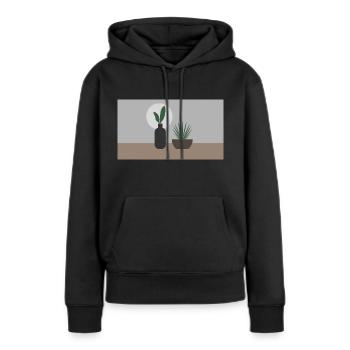 Potted Plants in neutralen Tönen - Frauen Premium Bio Hoodie - Schwarz - Vorne - Julia (174cm)