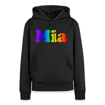 Mia - Frauen Premium Bio Hoodie - Schwarz - Vorne - Julia (174cm)