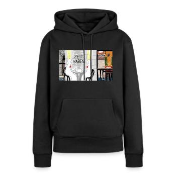 Zeit haben. - Frauen Premium Bio Hoodie - Schwarz - Vorne - Julia (174cm)