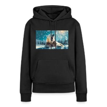 Niedliche Tiere chillen – Eisbär - Frauen Premium Bio Hoodie - Schwarz - Vorne - Julia (174cm)