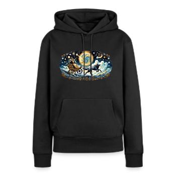 Odyssée céleste - Sweat à capuche Premium bio Femme - noir - Devant - Julia (174cm)