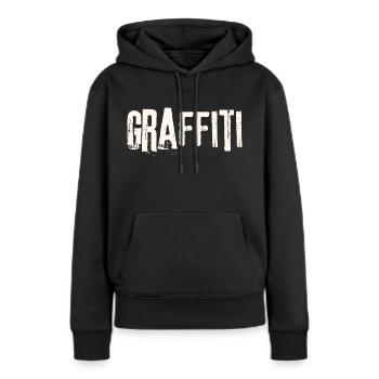 Lettrage graffiti - Sweat à capuche Premium bio Femme - noir - Devant - Julia (174cm)