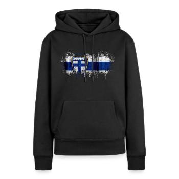 Finlande Suomi helsinki scandinavie viking fine FIN - Sweat à capuche Premium bio Femme - noir - Devant - Julia (174cm)