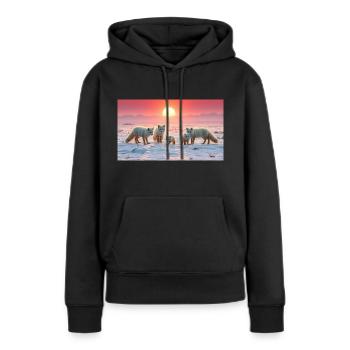 T-shirt 👕👕 2025 - Sweat à capuche Premium bio Femme - noir - Devant - Julia (174cm)