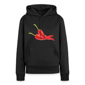 rote Chilischoten - Frauen Premium Bio Hoodie - Schwarz - Vorne - Julia (174cm)