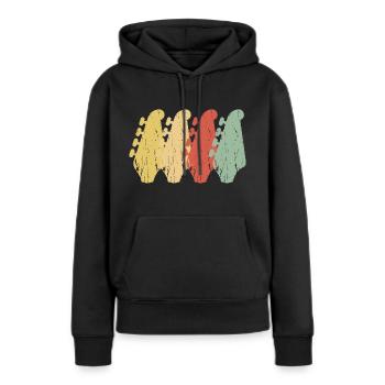 Vintage E-Bass Gitarrenhälse - Frauen Premium Bio Hoodie - Schwarz - Vorne - Julia (174cm)