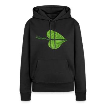 Feuille - Sweat à capuche Premium bio Femme - noir - Devant - Julia (174cm)
