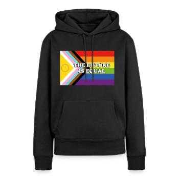 Fierté inclusive Progrès Drapeau L’AVENIR EST ÉGAL - Sweat à capuche Premium bio Femme - noir - Devant - Julia (174cm)