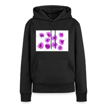 POPPY Purple - Women’s Premium Organic Hoodie - black - Front - Julia (174cm)
