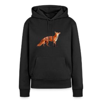 wild inteligence - Sweat à capuche Premium bio Femme - noir - Devant - Julia (174cm)