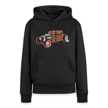 Hot Rod brown - Frauen Premium Bio Hoodie - Schwarz - Vorne - Julia (174cm)