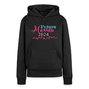 Future Maman 2024 - Sweat à capuche Premium bio Femme - noir - Devant - Julia (174cm)