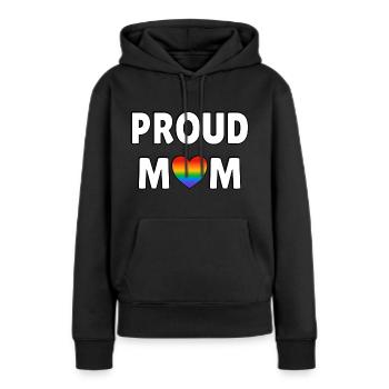 Stolze Mama Regenbogenherz LGBT queere Familie - Frauen Premium Bio Hoodie - Schwarz - Vorne - Julia (174cm)