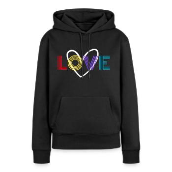 LOVE Heart - Sweat à capuche Premium bio Femme - noir - Devant - Julia (174cm)