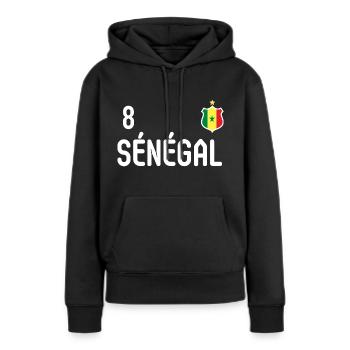 équipe football Sénégal - Sweat à capuche Premium bio Femme - noir - Devant - Julia (174cm)