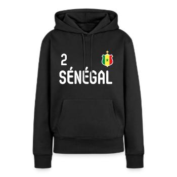 équipe Sénégal - Sweat à capuche Premium bio Femme - noir - Devant - Julia (174cm)