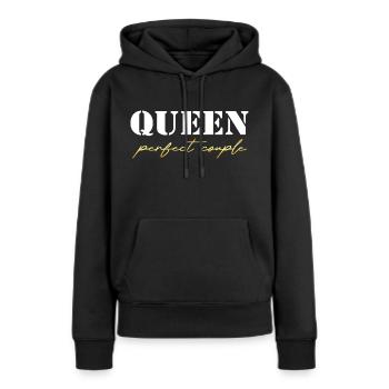 King and Queen Queen Geschenk white and gold - Frauen Premium Bio Hoodie - Schwarz - Vorne - Julia (174cm)