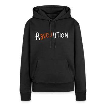 revolution - Frauen Premium Bio Hoodie - Schwarz - Vorne - Julia (174cm)